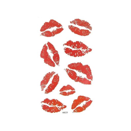 MapofBeauty Bright Watermelon Red Lip Prints Temporary Waterproof Tattoo Sticker ( 2 pcs/lot )