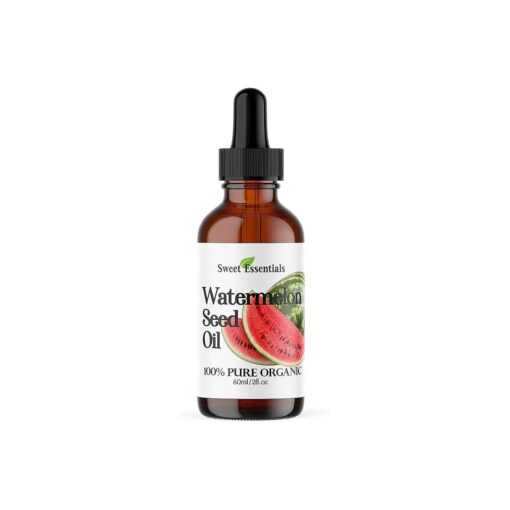 100 % Organic Watermelon Seed Oil | Imported From Egypt | Various Sizes | 100 % Pure | Cold-Pressed | Natural Moisturizer for Skin, Hair and Face | By Sweet Essentials ( 2 fl oz Glass Bottle )