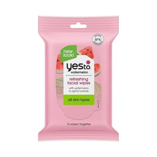 Yes To Watermelon Refreshing Facial Wipes, Hydrating Formula That Removes Dirt, Oil & Grime, Leaves Skin Refreshed & Brighter, Aloe, Natural, Vegan & Cruelty Free, 10 Count ( 8036110 )