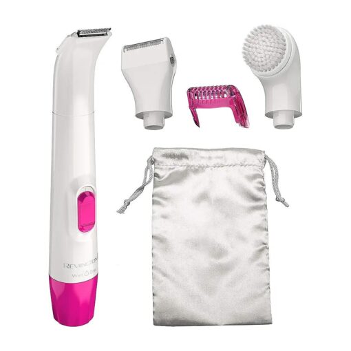 Remington Smooth & Silky Body & Bikini Kit, Cordless bikini trimmer and shaver for women, Waterproof for grooming in the shower, White/Pink