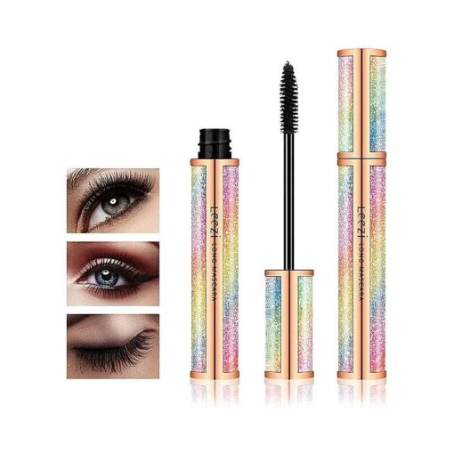 4D Silk Fibre Eyelash Mascara Waterproof - Thick Long Lasting Smudge-Proof Natural 4D Fibre Mascara, Curling Lashes Lengthening Mascara, All Day Exquisitely, Extra Long 4D Mascara Black Pack of 1