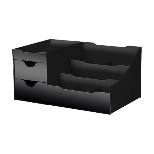 Uncluttered Designs Large Black Vanity Organizer - Countertop Mens Organizer With Drawers for Cologne, Deodorant, Beard, Shaving Lotion, Perfume & Skincare - Perfect for Bathroom & Bedroom Storage