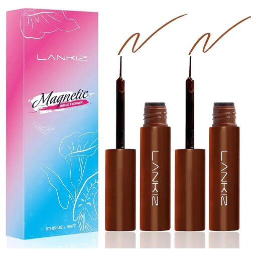 LANKIZ Magnetic Eyeliner 2 Tubes 5ml, Magnetic Lash Liner, Liquid Eyeliner for Magnetic Eyelash, Natural Looking, Waterproof ( 5ml0.17us.fl.oz ) Brown