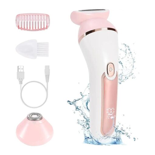 Electric Razors for Women - 2-in-1 Lady Rechargeable Shaver for Legs, Arms, Face Hair Removal - Cordless, Waterproof, Painless Women Electric Shaver with 3-Second Safety Lock - Wet & Dry .