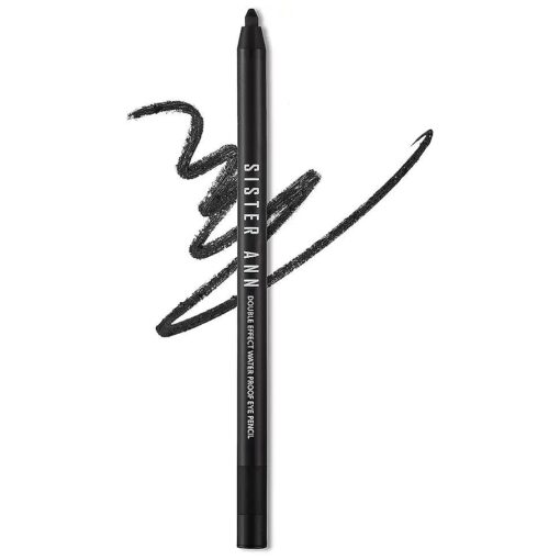 SISTER ANN Double Effect Waterproof Eye Pencil | Stay All Day Eyeliner & Glitter Eyeshadow | Matte Black Eyeliner & Eye Shadow w/Eye Pencil Sharpener | Korean Makeup Eyeliner ( 0.01 Fl, oz )