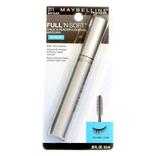 Maybelline Full 'N Soft Waterproof Mascara, Very Black [ 311 ], 0.28 oz ( Pack of 2 )