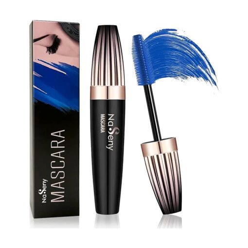 Blue Mascara For Lashes Waterproof Mascara Volume And Length 4D Silk Fiber Mascara Lengthening And Thickening, Thrive Mascara Lash Extensions 5X Longer, Smudge-Proof Long Lasting Hypoallergenic