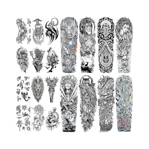 Aresvns Sleeve Tattoo Temporary for Men and Women ( L19" xW7" ), Waterproof Realistic Temporary Tattoos for adults, Indian style fake tattoos Colourful