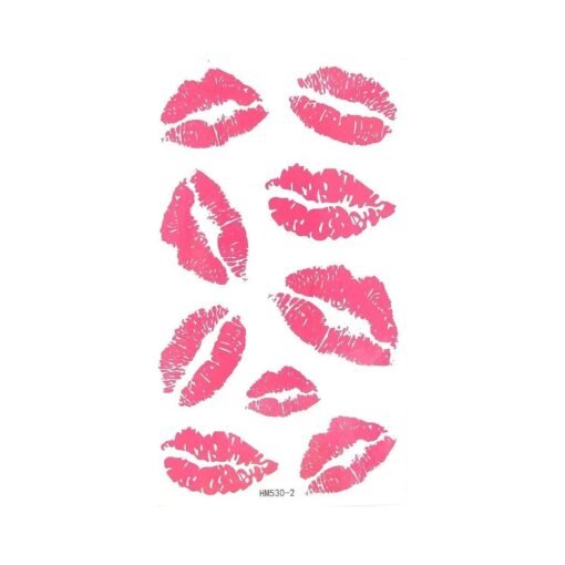 MapofBeauty Charm Pink Lip Woimen Print Waterproof Temporary Tattoo Paper Body Art Sticker 2 Sheets Per Pack