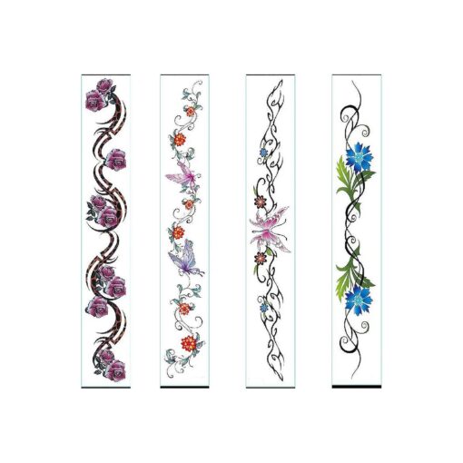 New Belt Belly Button Tattoo Stickers, 4Pcs Temporary Tattoos, Waterproof Tattoo Stickers for Women Girls Teens Butterfly Flower Design