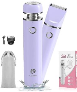 Facial Hair Removal for Women - 2-in-1 Wet/Dry Electric Body Hair Trimmer Cordless Waterproof Bikini Trimmer Shaver Razor Pubic Hair Removal Device for Face Upper Lip Chin Armpit Legs ( Purple )