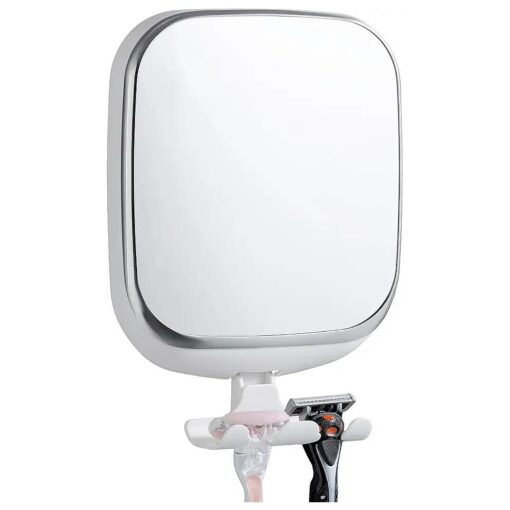 TAILI Shower Mirror Fogless for Shaving with Razor Holder, Suction Anti Fog Shaving Mirror NO-Drilling & Removable, Fogless Mirror Shatterproof & Waterproof ( White )