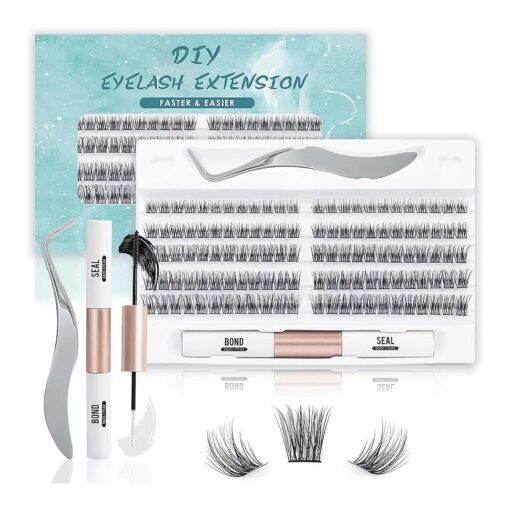 SISILILY Lash Extension Kit 120 Lash Clusters with Lash Bond and Seal and Lash Applicator C D Curl Cluster Eyelash Extensions Waterproof Long Lasting Individual Lashes Natural Look 10-16mm ( S23-Mix )