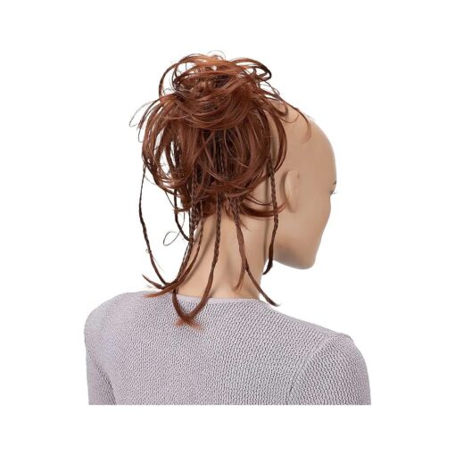 CAISHA Jumbo Scrunchie Braided Updo Wavy Messy Bun Hairpiece Copper Brown G14D