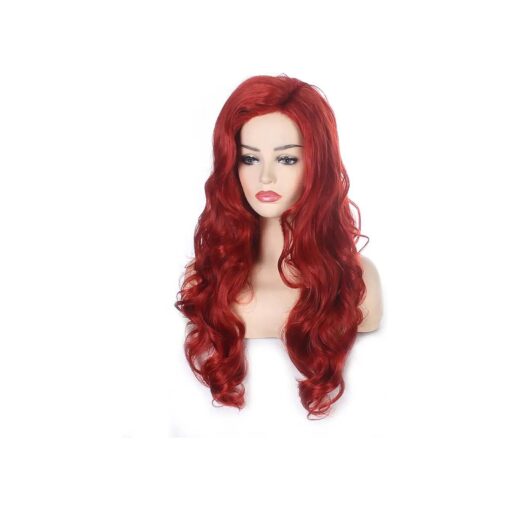 Long Wavy Wig Natural Heat Resistant Synthetic Hair Red Orange Wigs for Women and Girls Cosplay