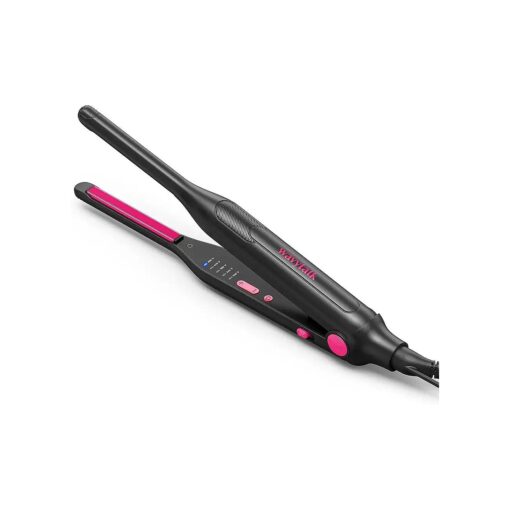 Wavytalk Small Flat Iron for Short Hair/Pixie Cut/Bangs/Edges, 3/10" Pencil Flat Iron, Mini Hair Straightener with Anti-Pinch Design, Dual Voltage, Hot Pink