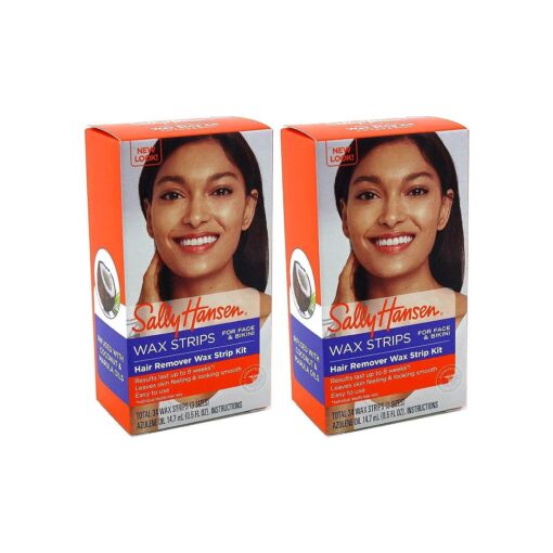 Sally Hansen Hair Remover Wax Strip Kit BroWith Face/Bikini, 1 Count ( Pack of 2 )