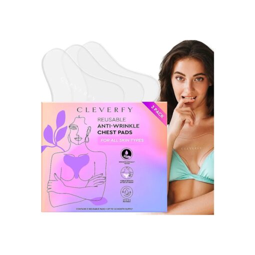 CLEVERFY Silicone Chest Wrinkle Pads Sleeping Reusable ( 3 Pack T-shape ) - Decollete Anti Wrinkle Chest Pads - Silicone Patches for Wrinkles - Anti Wrinkle Patches for Decollete Wrinkle Prevention