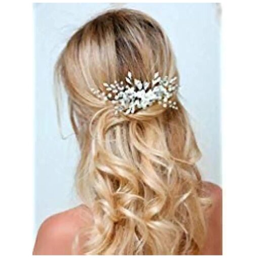 Wedding White Flower Hair Comb Clip Crystal Bride Hair Piece Bridal Hair Accessories for Women ...