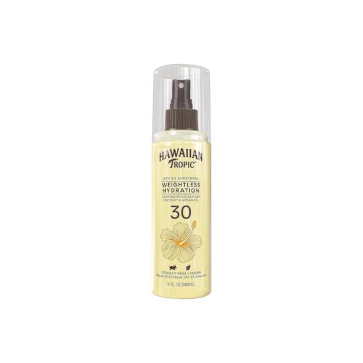 Weightless Hydration Dry Oil Sunscreen Mist SPF 30, 5oz | Sunscreen Oil, Dry Oil Sunscreen Spray, Hawaiian Tropic Sunscreen SPF 30, Oxybenzone Free Sunscreen, 5oz