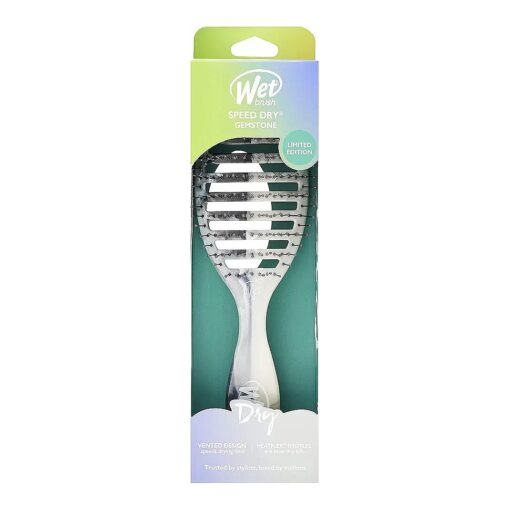 Wet Brush Speed Dry Hair Brush - Smoky Quartz ( Gemstone ) - Vented Design and Ultra Soft HeatFlex Bristles Are Blow Dry Safe With Ergonomic Handle Manages Tangle and Uncontrollable Hair - Pain-Free