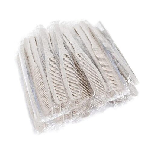 Disposable Combs Bulk, Individually Wrapped Combs for Hotel, Airbnb, Homeless ( Pack of 50, Wheat Straw Combs )