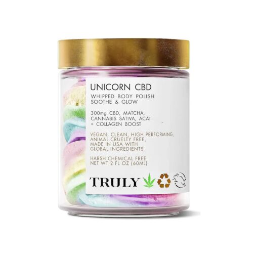 Truly Beauty Unicorn Whipped Body Polish with Chia, Acai and Rose - Whipped Body Butter with Shea for Women, Body Butter Cream for Softer, Smoother and Glowing Skin - 2 Fl, Oz