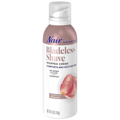 Nair Hair Remover Bladeless Shave Whipped Creme Infused with Rosewater, 5oz