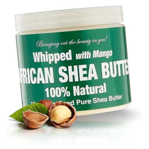 RA COSMETICS Whipped Shea Butter Mango - 100 % Pure and Natural African Shea Butter - Ultimate Handcrafted Moisturizer with Essential Vitamins for Radiant Skin and Luscious Hair - 12oz Jar