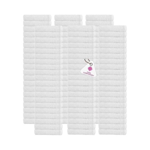 CASA COPENHAGEN-Basics 100 Pack Solid Towel White Premium Wash Cloth Towels- White Face Towels