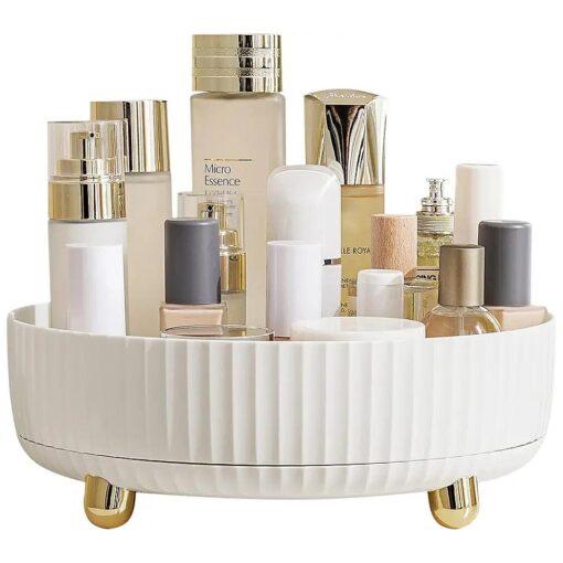 HBlife Makeup Organizer, 360 Degree Rotating Perfume Organizer, 11 Inches Large Capacity Lazy Susan for Bathroom Counter or Vanity ( White, Large )