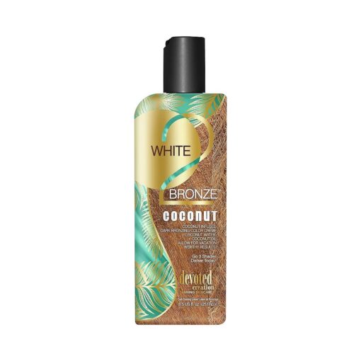 White 2 Bronze Coconut - Color Enhancing Dark Bronzing Tanning Lotion with Coconut Water & Coconut Oil 8.5 oz .