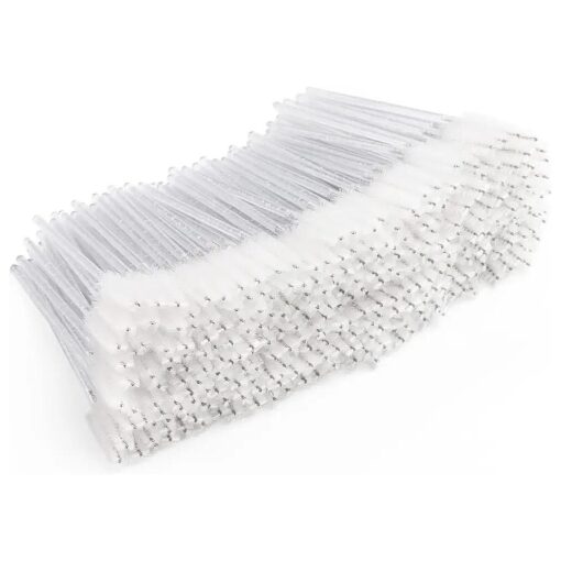 300 Pcs Disposable Mascara Wands, Crystal Spoolies Brush for Eyelash Extensions, Spooly Eyelash Eyebrow Brushes Lash Wand Applicator Makeup Kits ( White )