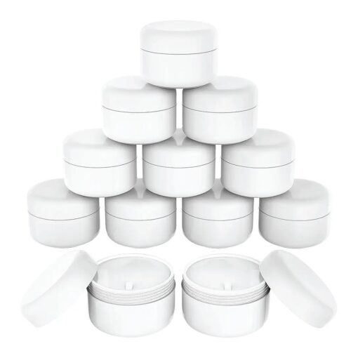 Houseables 4 Oz Plastic Containers with Lids, Body Butter Jars, Lotion Container, White, 118 ML/Gram Capacity, 12 Pack, Jar for Cream, Makeup, Cosmetics, Face Scrub, Hair Product, Screw Top & Liner