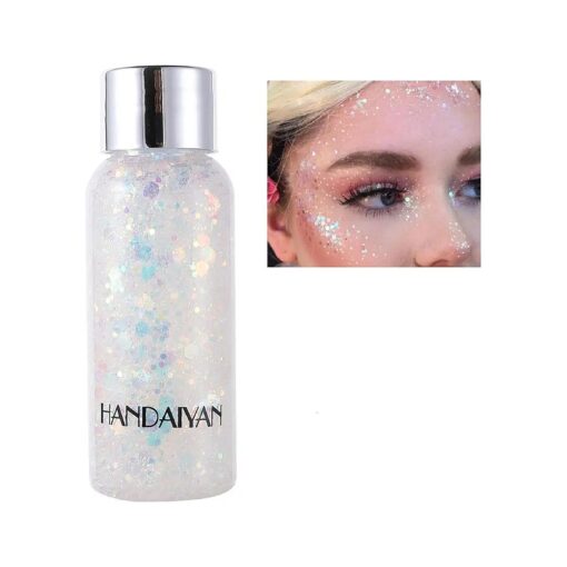 MEICOLY Clear White Body Glitter Face Glitter, Sparkling Chunky Glitter Hair Glitter, Mermaid Face and Body Glitter, Intense Glitter Makeup Glitter Paint, Festival Glitter Gel, Body Glitter for Women