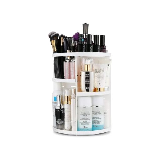 INOVERA ( LABEL Cosmetic Makeup Storage Holder Organizer Adjustable 360 Rotation Box, 23L x 23B x 30H cm, ( White )