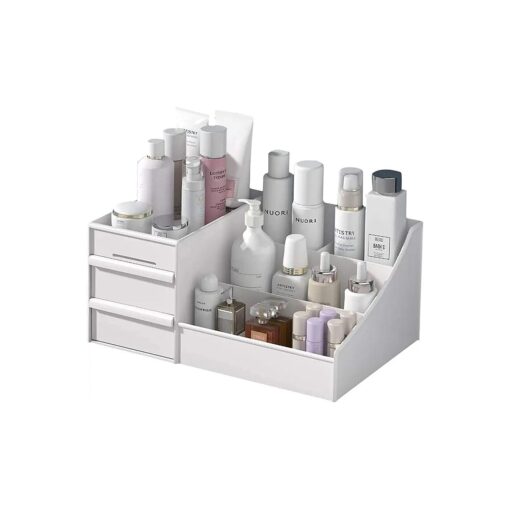 Drawer Makeup Organizer for Vanity, Large White Desk Organizer for Cosmetics, Skincare, or Stationery, Perfect for Bedroom and Office Countertops