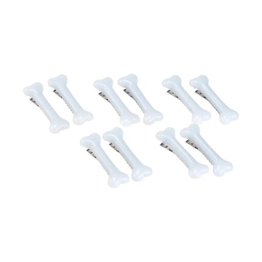 BinaryABC White Dog Bone Hair Clips Hairpins Barrette, Halloween Cosplay Party Accessories,10Pcs