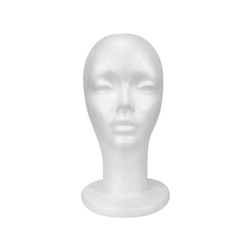 STUDIO LIMITED Styrofoam Mannequin Head, White Foam Wig Head Display ( 1 PACK )