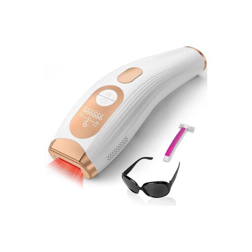 Laser Hair Removal IPL Laser Hair Removal for Women and Men Permanent, 999999 Flashes, At-Home Hair Removal Device for Facial Legs Arms Whole Body Use ( White Gold )