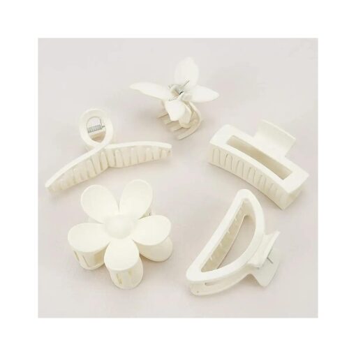 Ahoney 5 Pack White Hair Clips Cute Claw Clips for Thick Hair Flower Daisy Claw Clip Aesthetic Hair Clips for Hair Jaw Big Banana Clips Hair Accessories for Women Hair Styling for Girls Women