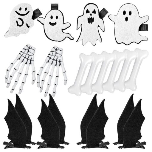 20 Pieces Halloween Hair Clip White Pebbles Bone Clips Bat Clips Skeleton Hand Hair Clip Halloween Hair Accessories for Kids Girls Women