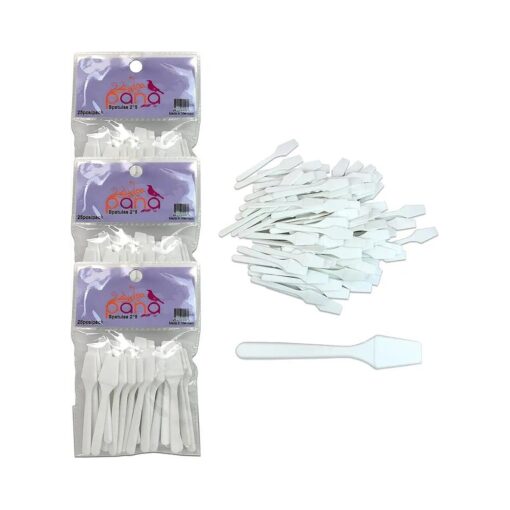 Beauticom Pana Brand ( White Color ) ( 3 Packs of 25pcs = 75 Pieces ) Cosmetic Make Up Disposable Plastic 2.5" Spatulas Skin Care Facial Cream Mask Spatula