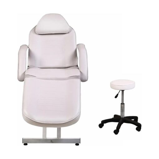 White Adjustable Salon Barber Massage Beauty Bed with Hydraulic Stool Facial Acupuncture Chair