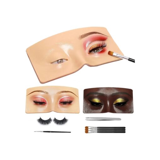 3D Eye Makeup Face Practice Board, Perfect Aid to Makeup Practicing Face Board, Reusable Silicone Face to Practice Makeup Mannequin for Beginners to Practice Eyesmakeup Kit ( White )