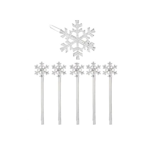 MJartoria Christmas Blue Rhinestone Snowflake Hair Clip Hairpin Elsa ( White )