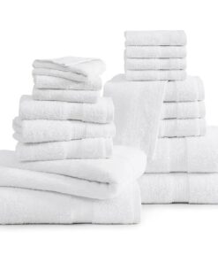 LANE LINEN Bath Towels for Bathroom Set- 18 PC 100 % Cotton White Bathroom Towel Set, Soft Spa & Hotel Quality Towel Set - 4 Bath Towels, 6 Hand Towels for Bathroom and 8 Washcloths sets - White Towels