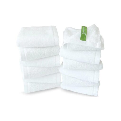 12 Pack Washcloths 13" x 13" - Soft Wash Cloths for Your Face Towel, Viscose derived from Bamboo & Cotton Blend Wash Cloths for Your Body ( White )