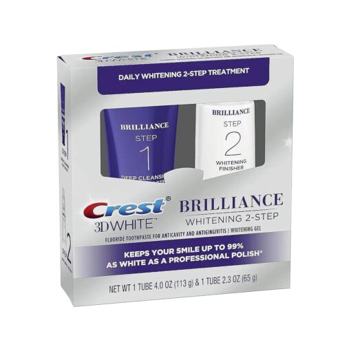 Crest 3D White Brilliance 2 Step Kit, Deep Clean Toothpaste ( 4oz ) + Teeth Whitening Gel ( 2.3oz )