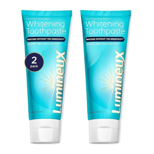 Lumineux Teeth Whitening Toothpaste 2 Pack Peroxide Free Enamel Safe for Sensitive Whiter Teeth Certified Non-Toxic, Fluoride Free, No Alcohol, Artificial Colors, SLS Free Dentist Formulated - 3.75 Oz